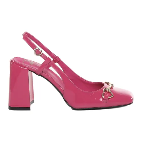 Love Moschino , Fuchsia Slingback Pumps with Metal Decoration ,Pink female, Sizes: