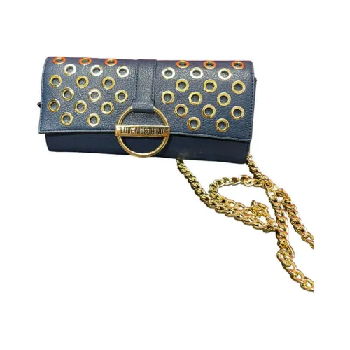 Love Moschino , Gold Eyelets Clutch ,Blue female, Sizes: ONE SIZE