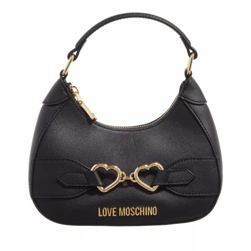 Love Moschino Hobo Bags - Double Heart Mini Hobo - black - Hobo Bags for ladies