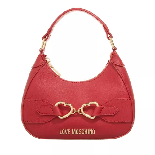 Love Moschino Hobo Bags - Double Heart Mini Hobo - red - Hobo Bags for ladies