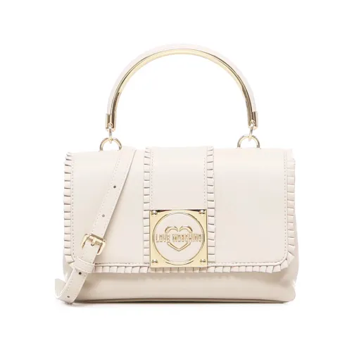 Love Moschino , Ivory Logo Bag with Metal Handle ,White female, Sizes: ONE SIZE