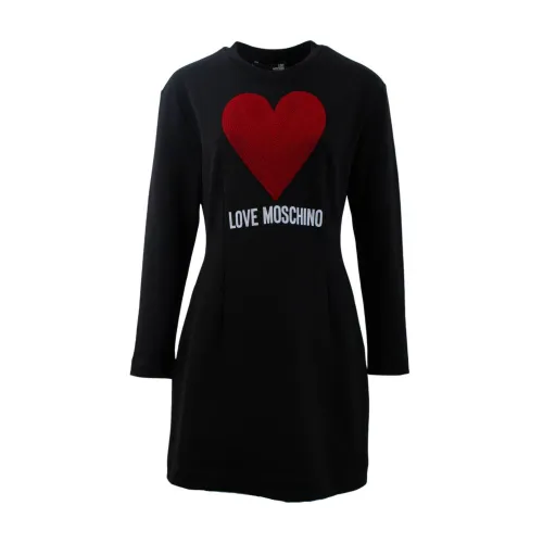 Love Moschino , Knitted Dress with Balloon Silhouette ,Black female, Sizes: