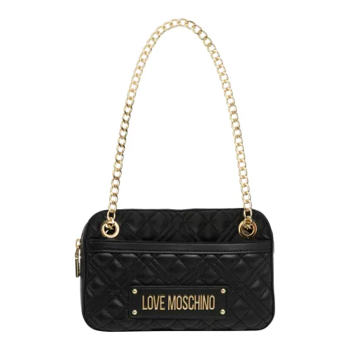 Love Moschino , Logo Handbag with Zip Closure ,Black female, Sizes: ONE SIZE