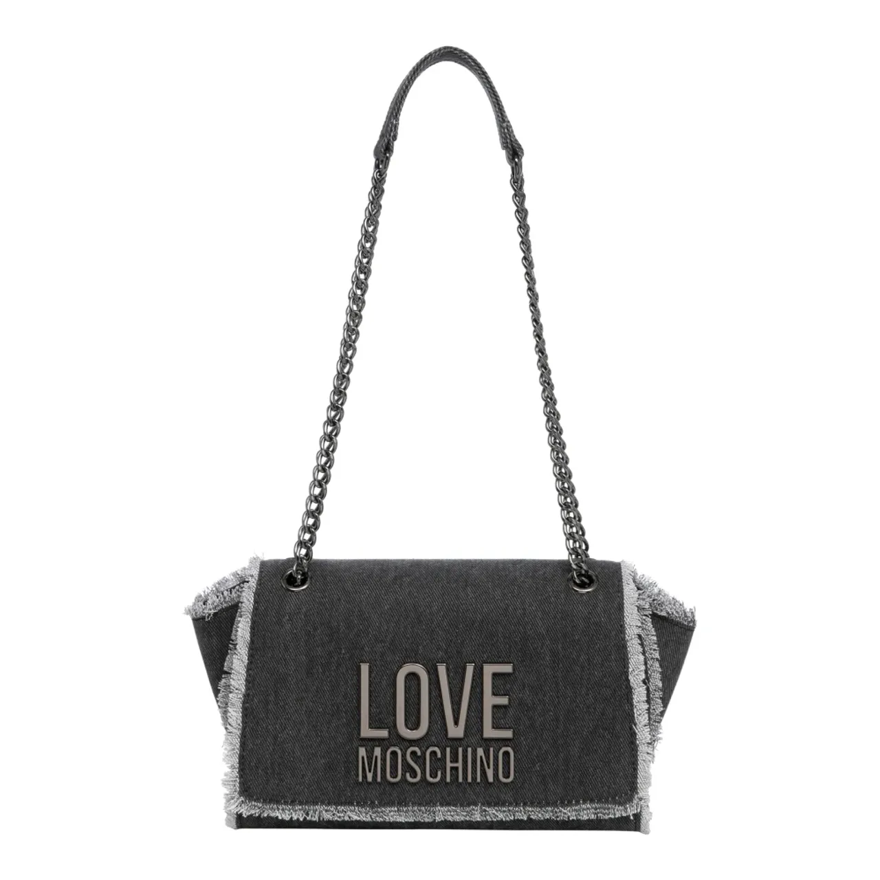 Love Moschino , Logo Shoulder Bag with Magnet Closure ,Black female, Sizes: ONE SIZE