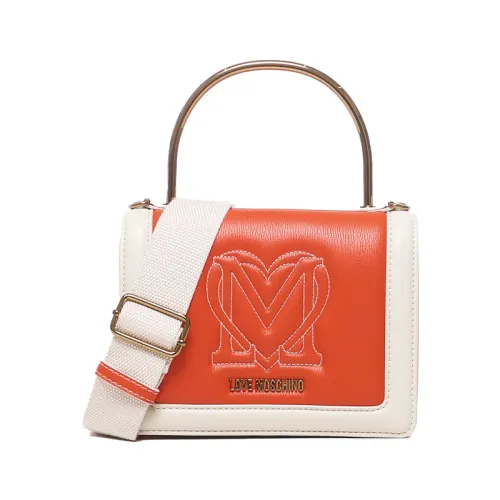 Love Moschino , Monogram Mini Handle Shoulder Bag Orange ,Orange female, Sizes: ONE SIZE