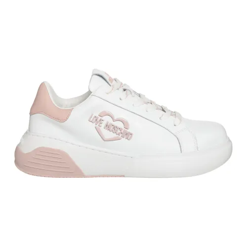 Love Moschino , Multicolour Leather Lace Closure Sneakers ,White female, Sizes: