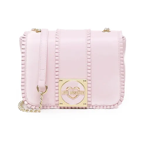 Love Moschino , Pink Logo Bag with Metal Strap ,Pink female, Sizes: ONE SIZE