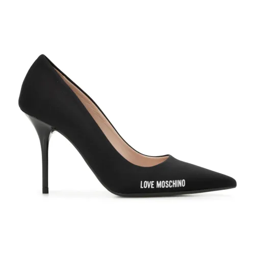 Love Moschino , Pointed Court Shoe with Slim Heel ,Black female, Sizes: