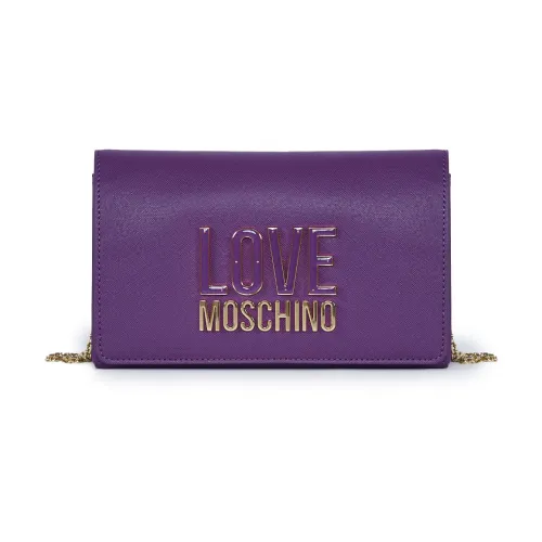 Love Moschino , Purple Shoulder Bag with Metal Brand Logo ,Purple female, Sizes: ONE SIZE