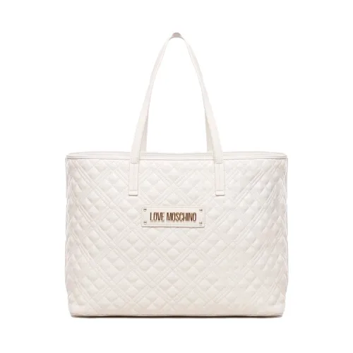 Love Moschino , Quilted Design Shopping Bag for Women ,White female, Sizes: ONE SIZE