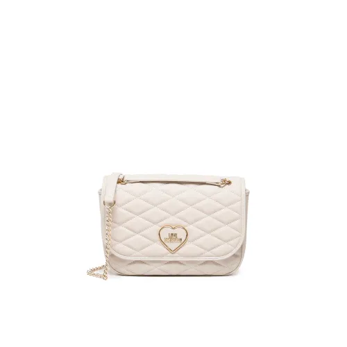 Love Moschino , Quilted White Bag with Logo ,White female, Sizes: ONE SIZE