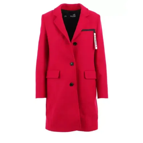 Love Moschino , Red Wool Coat with Double Front Pocket ,Red female, Sizes: