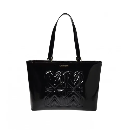 Love Moschino , Shoulder Bag in Black PU Vernice ,Black female, Sizes: ONE SIZE