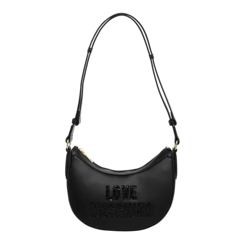 Love Moschino , Sparkling Logo Hobo Bag ,Black female, Sizes: ONE SIZE