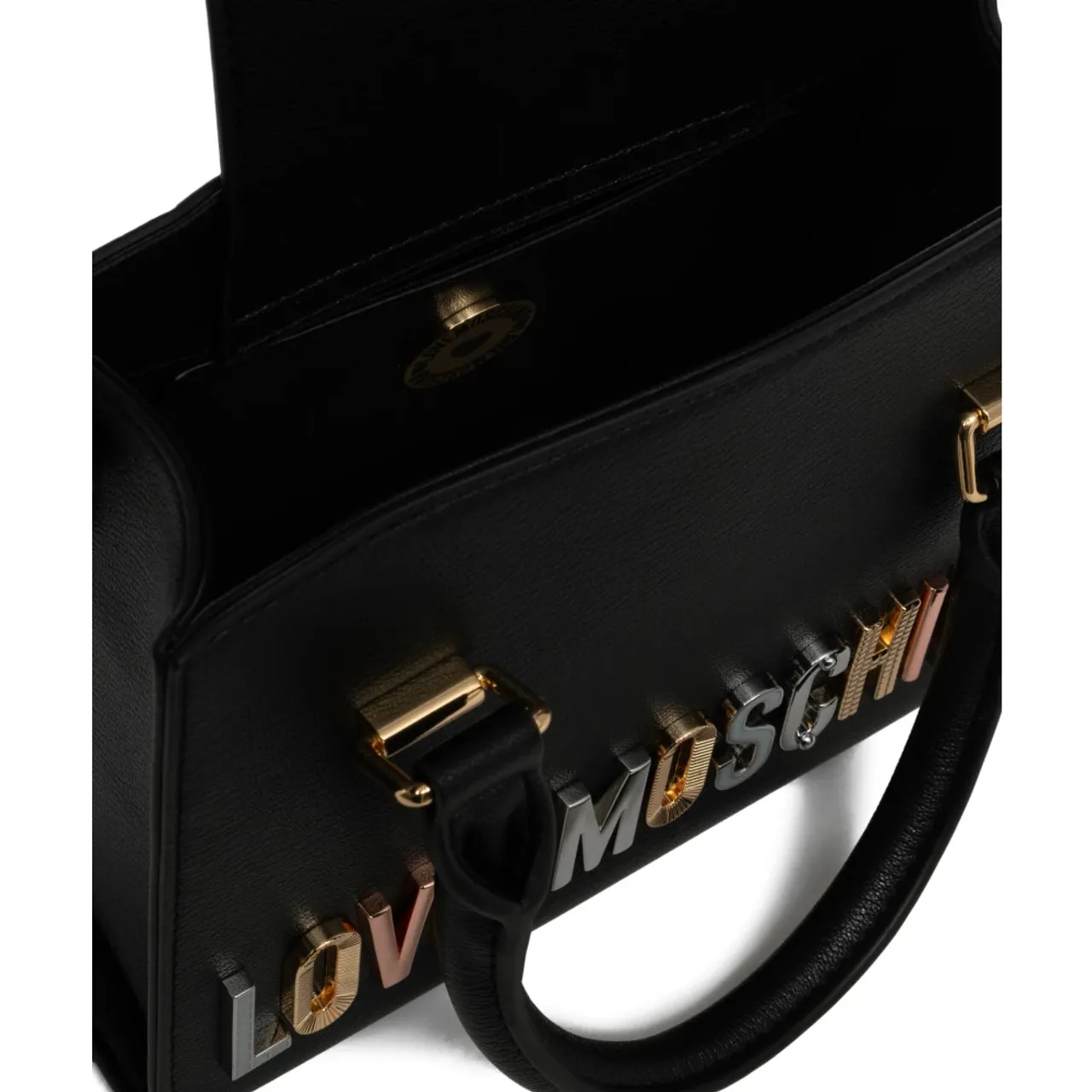 Love Moschino , Swarovski Logo Handbag Magnet Closure ,Black female, Sizes: ONE SIZE