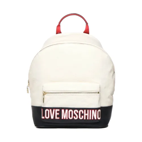 Love Moschino , Two-tone Handle Backpack with Zip Pocket ,White female, Sizes: ONE SIZE
