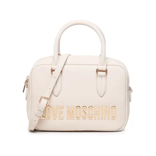 Love Moschino , White Logo Bag with Adjustable Strap ,White female, Sizes: ONE SIZE