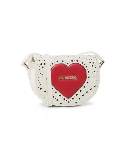 Love Moschino Womens Oval Small Cross Body Bag with Heart in White - One Size