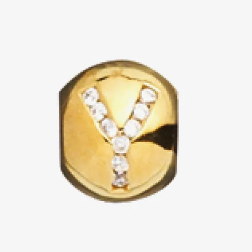 Lovelinks Gold Plated Silver Clear Cubic Zirconia Y Bead