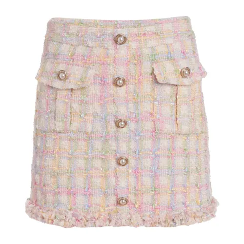 Loveshackfancy , Loveshackfancy Nate Tweed Mini Skirt ,Pink female, Sizes: