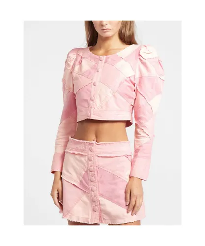 Loveshackfancy Womenss Love Shack Fancy Eleora Crop Jacket in Pink Cotton