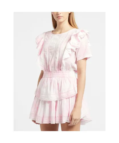Loveshackfancy Womenss Love Shack Fancy Natasha Mini Dress in Pink white Cotton