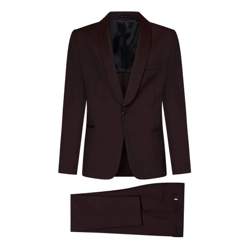 Low Brand , Bordeaux Evening Suit ,Brown male, Sizes: