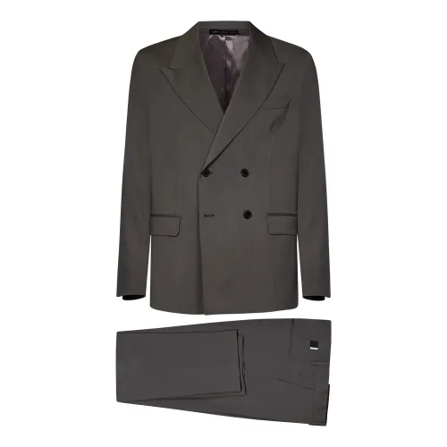 Low Brand , Grey Double-Breasted Wool Suit ,Gray male, Sizes:
