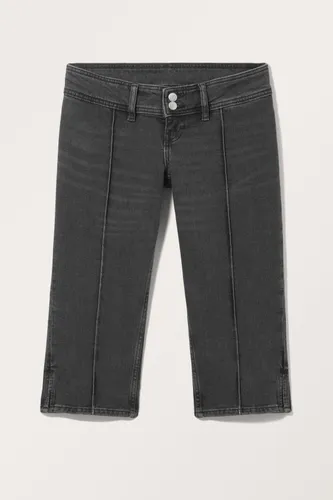 Low Capri Press Pleated Jeans - Black