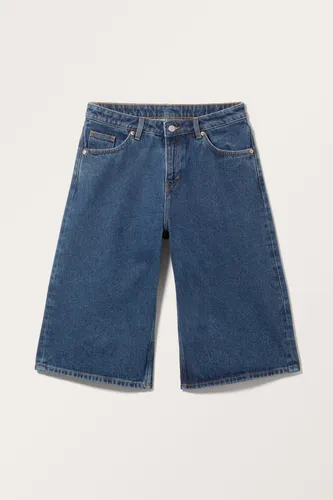 Low Loose Denim Shorts - Blue