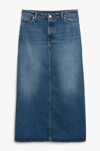 Low waist denim maxi skirt - Blue