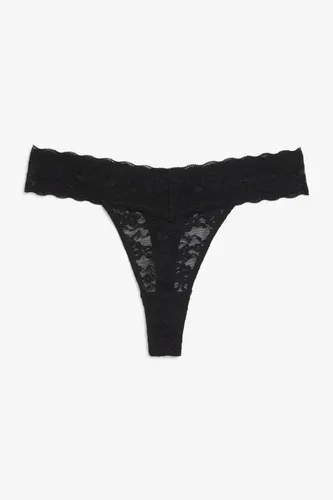 Low waist lace thong - Black