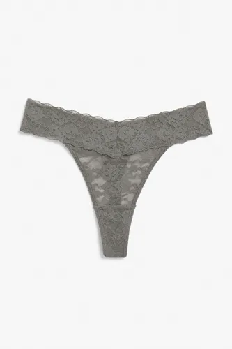 Low waist lace thong - Grey