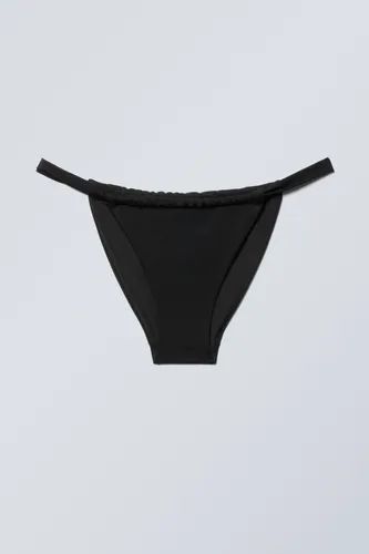 Low Waist Ruched Bikini Briefs - Black