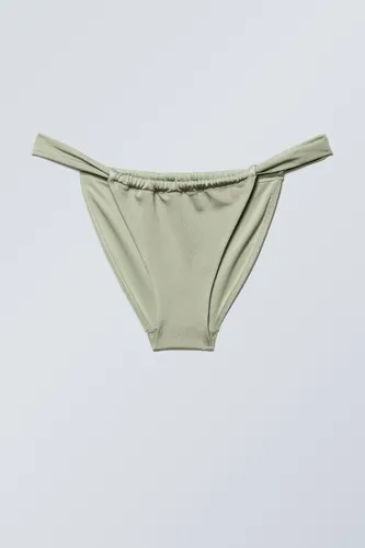 Low Waist Ruched Bikini Briefs - Green