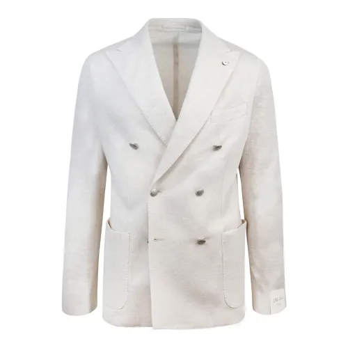 Lubiam , Regular Fit Ivory Double-Breasted Jacket ,Beige male, Sizes: