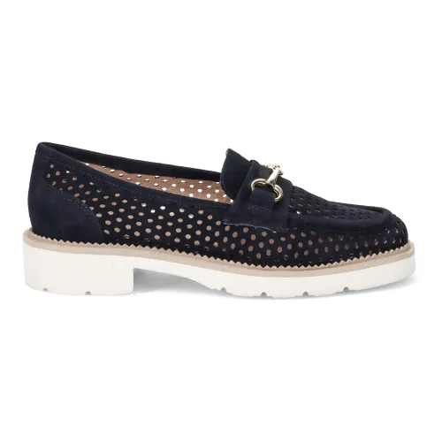 Luca Grossi , Blue Perforated Suede Moccasin Shoes ,Blue female, Sizes: