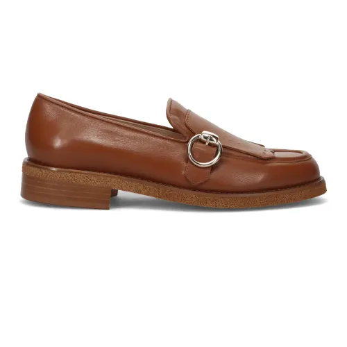 Luca Grossi , Luca Grossi Flat shoes Leather Brown ,Brown female, Sizes: