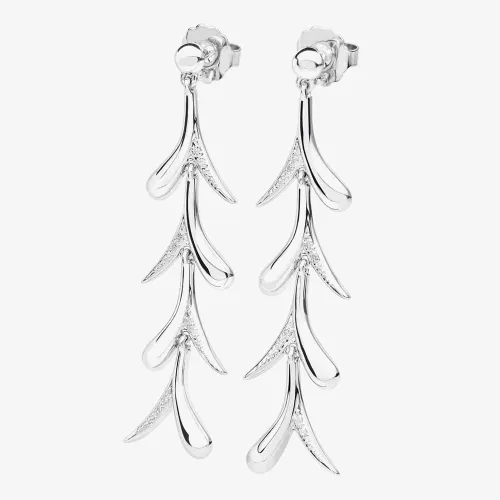 Lucy Quartermaine Silver Sycamore Leaf Dropper Earrings SMER1