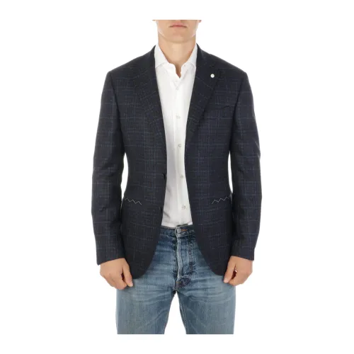 Luigi Bianchi Mantova , 01 Jacket ,Blue male, Sizes: