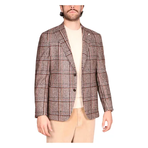 Luigi Bianchi Mantova , Brown Check Jacket ,Brown male, Sizes: