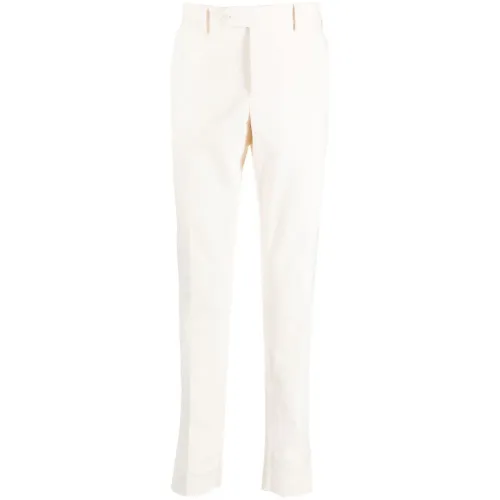 Luigi Bianchi Mantova , Cream Slim-Cut Cotton Trousers ,Beige male, Sizes: