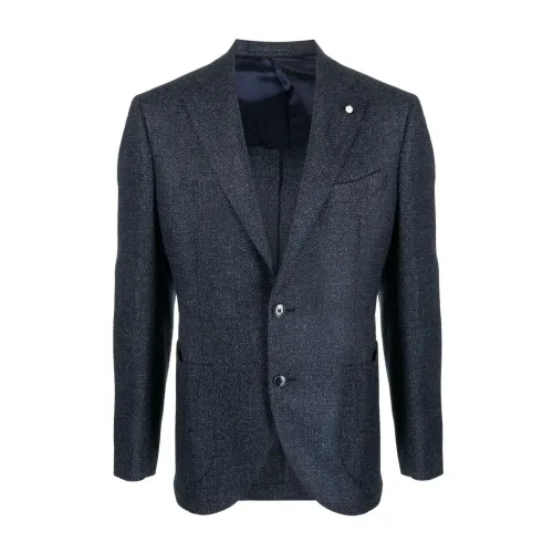 Luigi Bianchi Mantova , MultiColour Wool Blend Jacket with Button Detailing ,Blue male, Sizes: