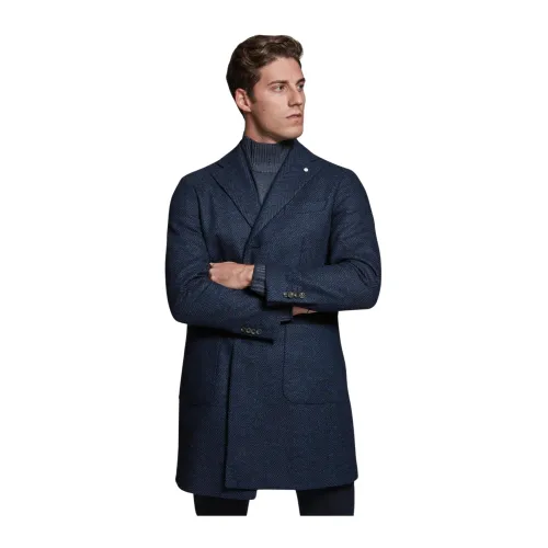 Luigi Bianchi Mantova , Stylish Coat ,Blue male, Sizes: