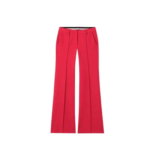 Luisa Cerano , Bootcut Pants with Slit Hem in Stretch Deep Red ,Red female, Sizes: