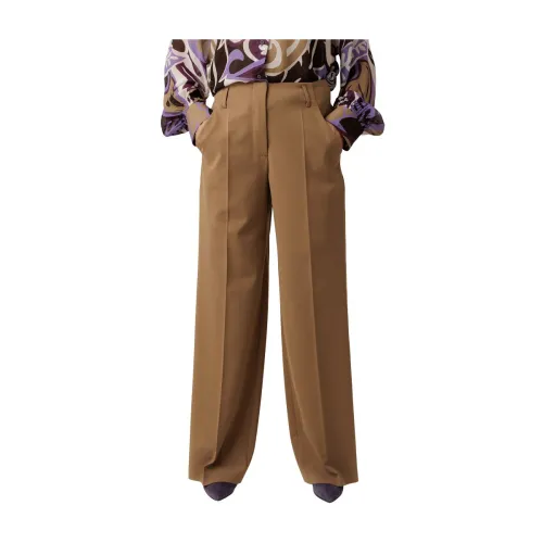 Luisa Cerano , High-waisted Wide Leg Pants ,Brown female, Sizes:
