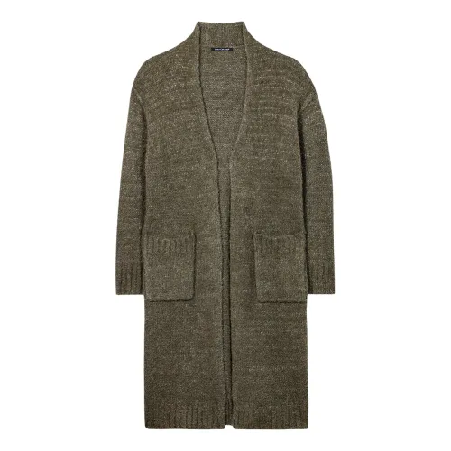 Luisa Cerano , Long Bouclé Coat with Silk Blend and Soft Touch ,Green female, Sizes: