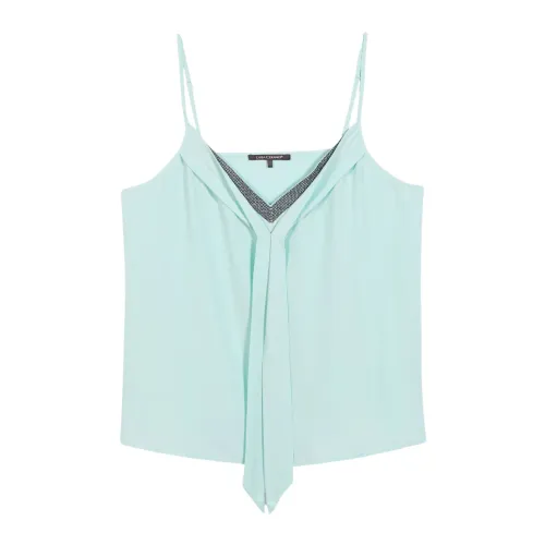 Luisa Cerano , Silk Blend Camisole Top with Sparkling Rhinestones ,Green female, Sizes: