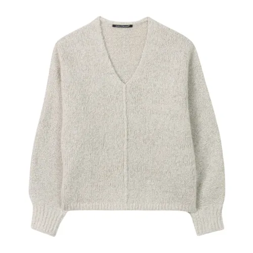 Luisa Cerano , V-neck Knitwear ,Gray female, Sizes: