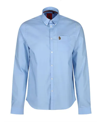 Luke 1977 Mens Telford Tailored Fit Smart Shirt Blue Cotton